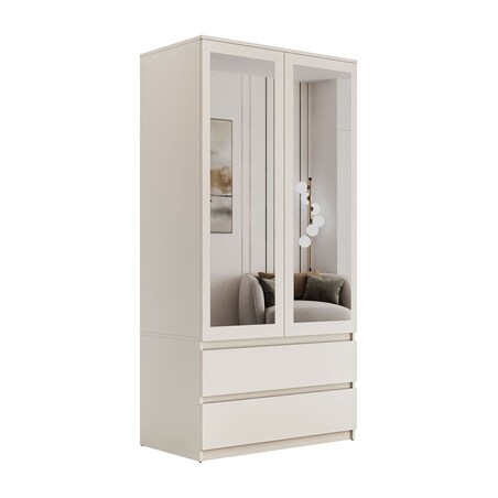 Dwudrzwiowa szafa HANA SS-90 z lustrem, kaszmir