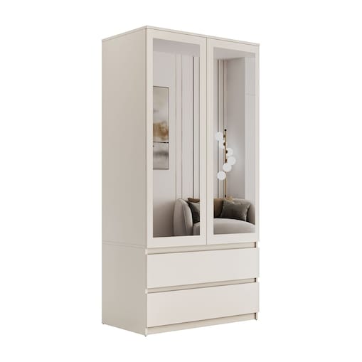 Dwudrzwiowa szafa HANA SS-90 z lustrem, kaszmir