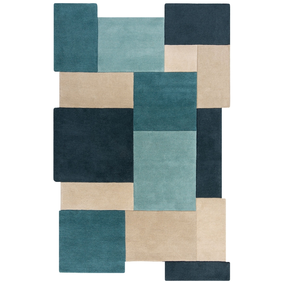 Dywan Wełniany Abstract Collage Teal 120x180