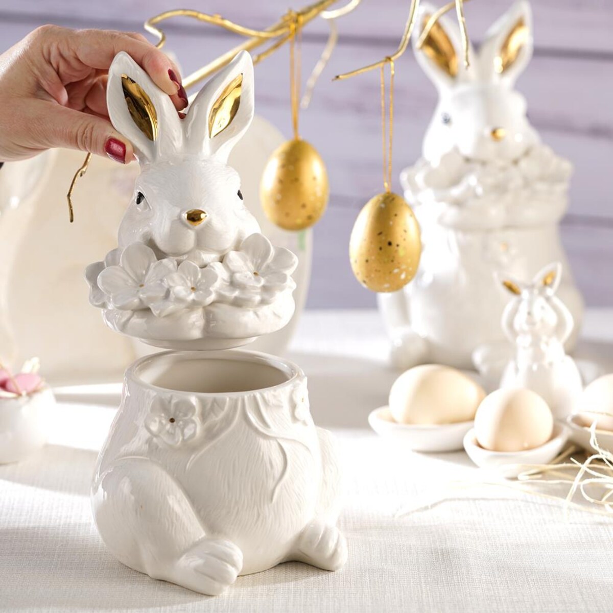 VILLA ITALIA Zając wielkanocny Pojemnik ceramiczny 25 cm BUNNY