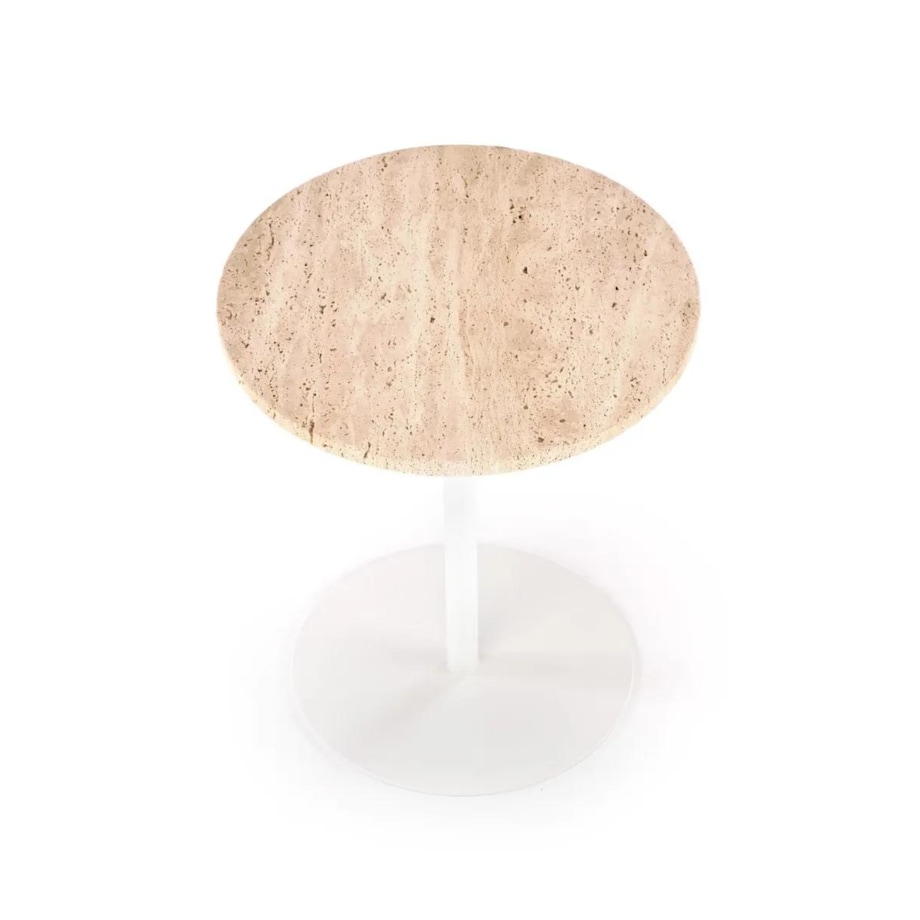 Stolik kawowy TRAVERSO 40x40 trawertyn/biały