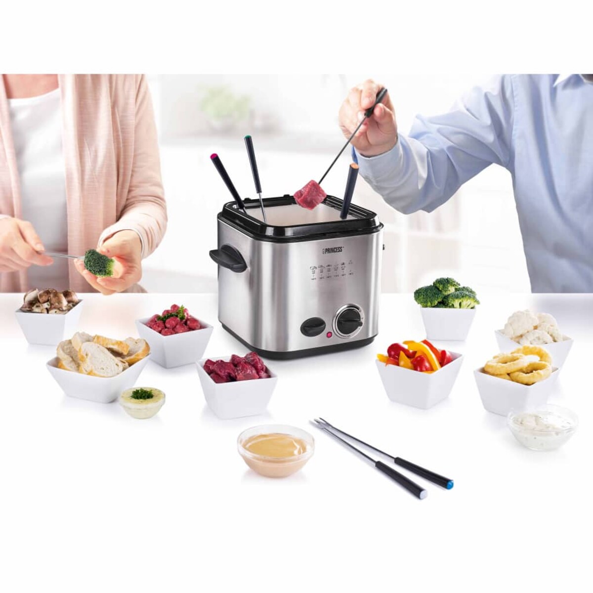 Princess Mini frytkownica z fondue, 840 W, 1,2 L, srebrna, 182611