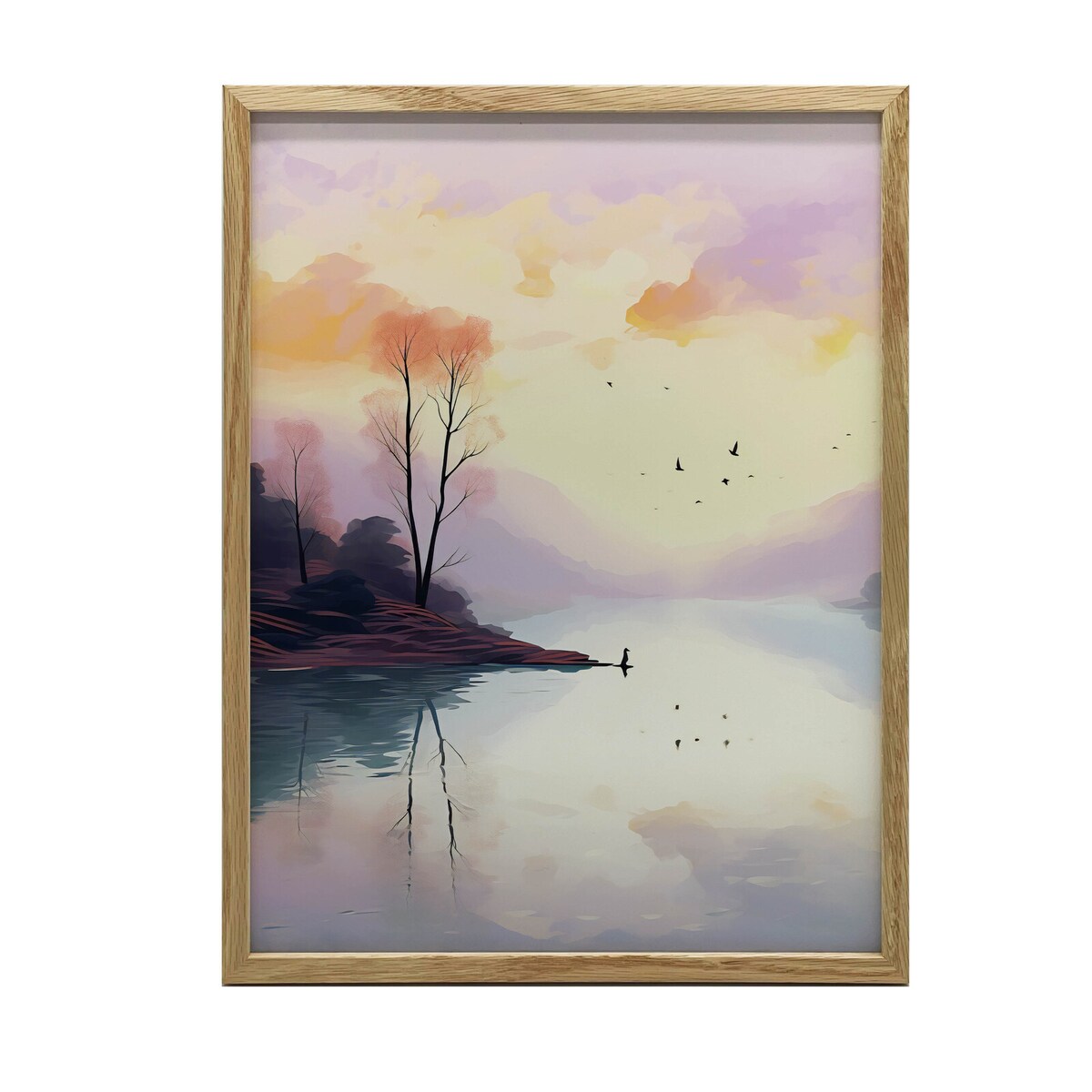 Pastelowy krajobraz, 40x50 cm, rama drewniana jasny dąb, papier matowy 230 gsm