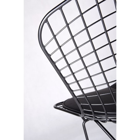 Krzesło druciane Net Soft z tapicerowanym siedziskiem czarne