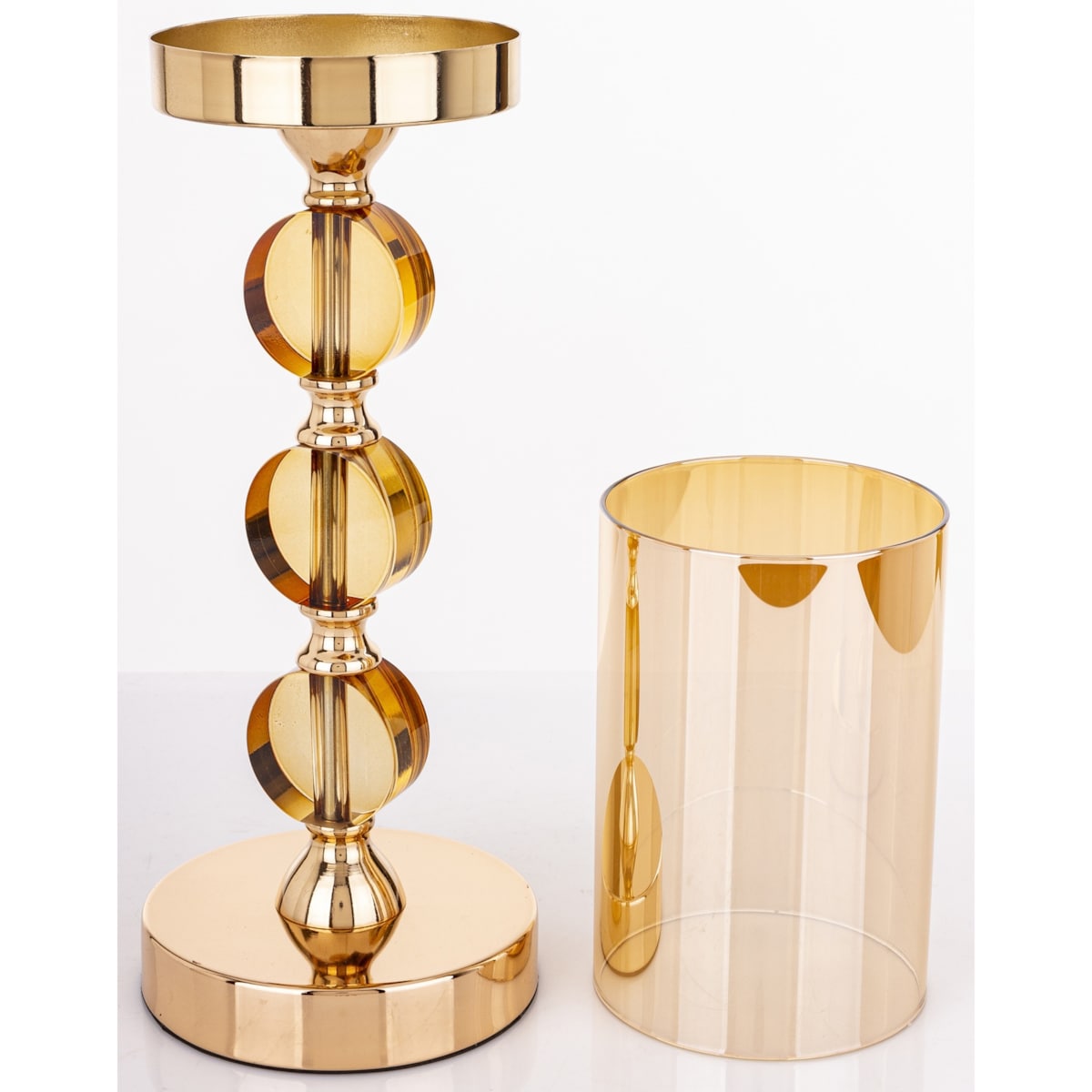 Świecznik złoty 42x12x12 cm LJUS 3 duże kule