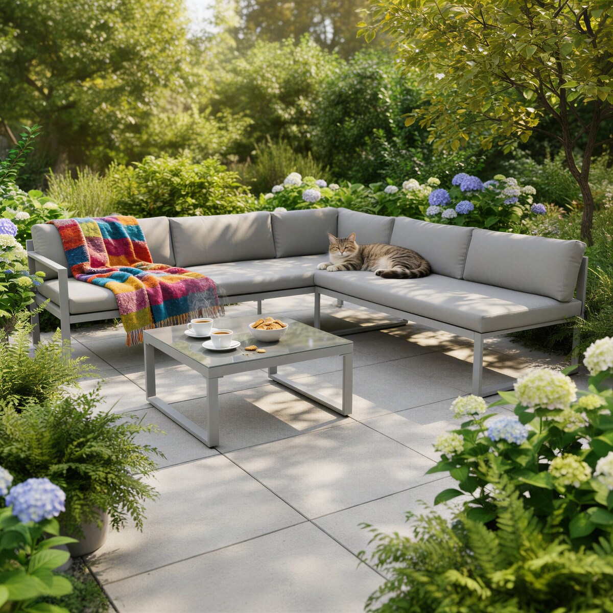 Zestaw MEBLI ogrodowych SOFA aluminiowa modułowa MODUŁOWY ogrodowe na TARAS