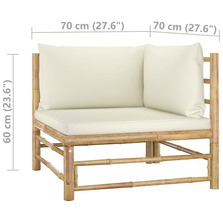 vidaXL 3-cz. zestaw mebli do ogrodu, kremowe poduszki, bambus