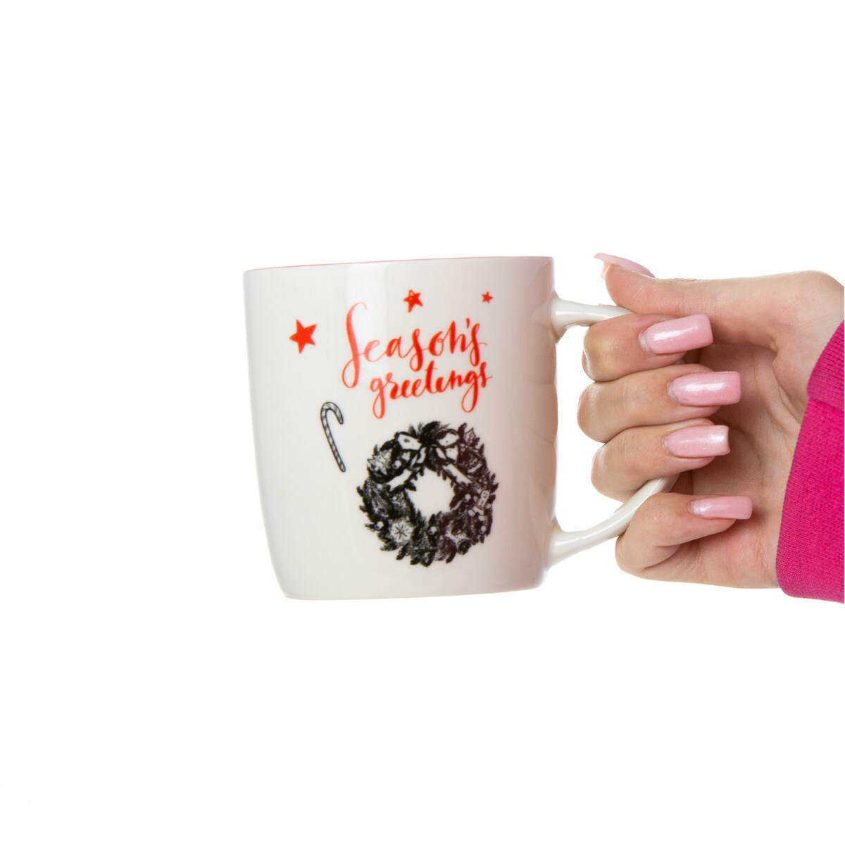 Kubek Świąteczny Na Prezent Ceramiczny Boże Narodzenie 370 Ml Biały Ceramiczny Stroik