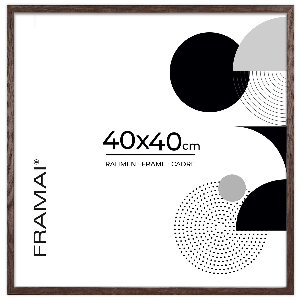 Brązowa ciemna ramka na zdjęcia 40x40 cm wisząca rama MDF z plexi klasyczna ramka kwadratowa