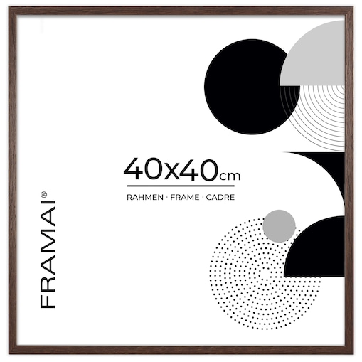 Brązowa ciemna ramka na zdjęcia 40x40 cm wisząca rama MDF z plexi klasyczna ramka kwadratowa