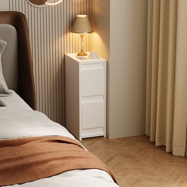 Szafka nocna biała z 2 szufladami stolik nowoczesny loft do sypialni 55 cm