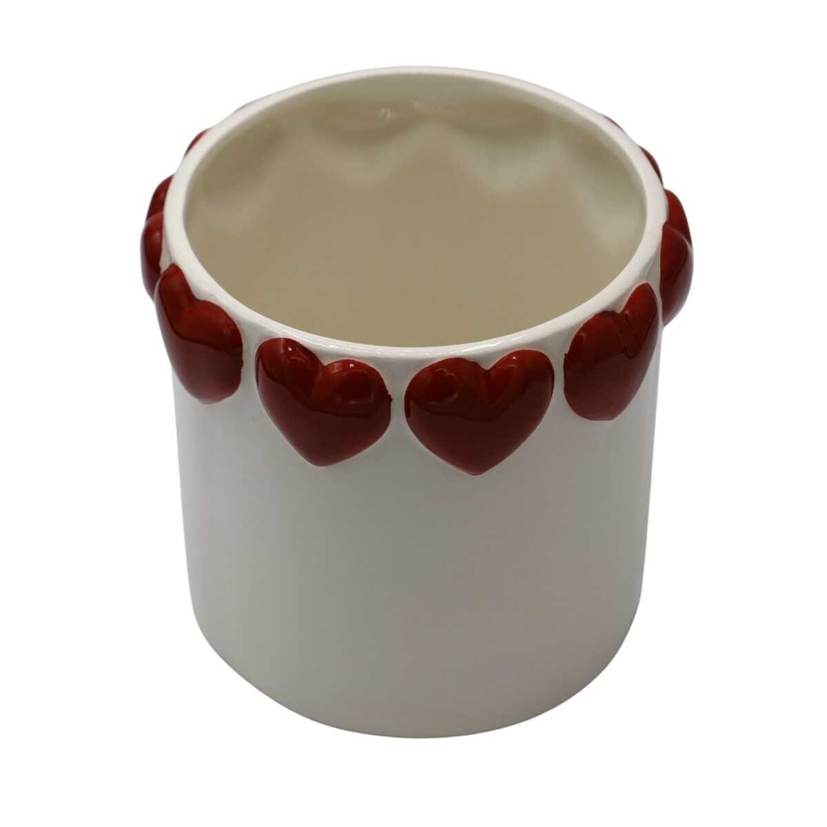 Doniczka z czerwonymi serduszkami 18,5x18,5x16 cm OLLA