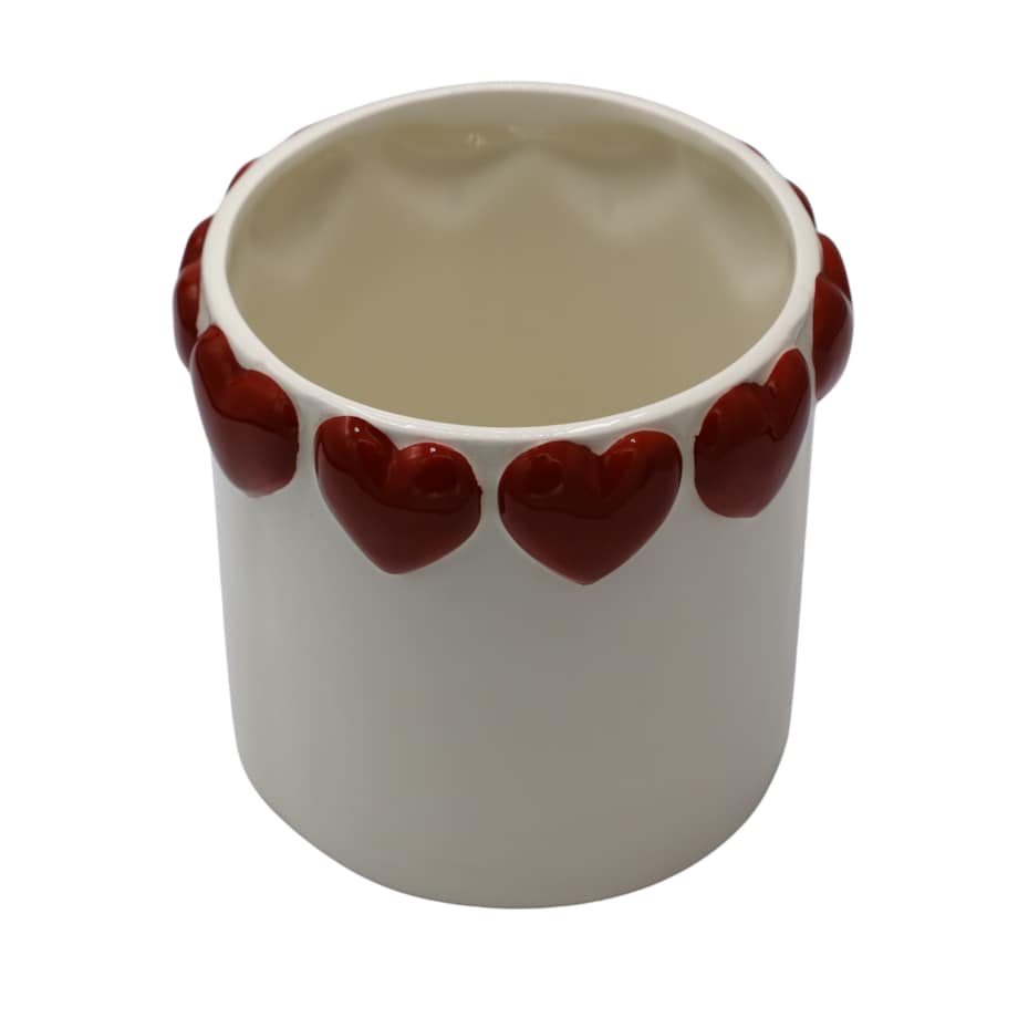 Doniczka z czerwonymi serduszkami 18,5x18,5x16 cm OLLA