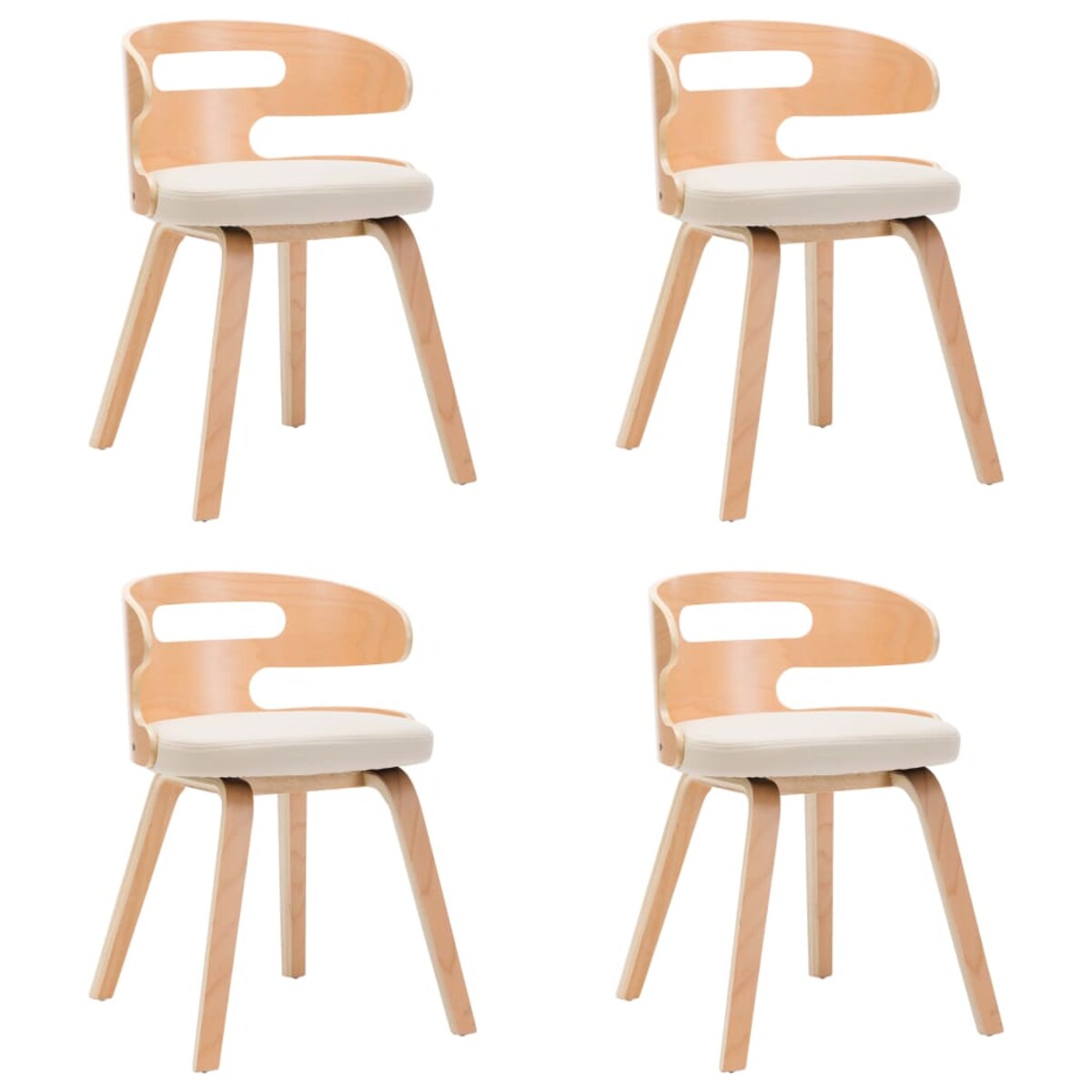 vidaXL Krzesła stołowe, 4 szt., kremowe, gięte drewno i sztuczna skóra