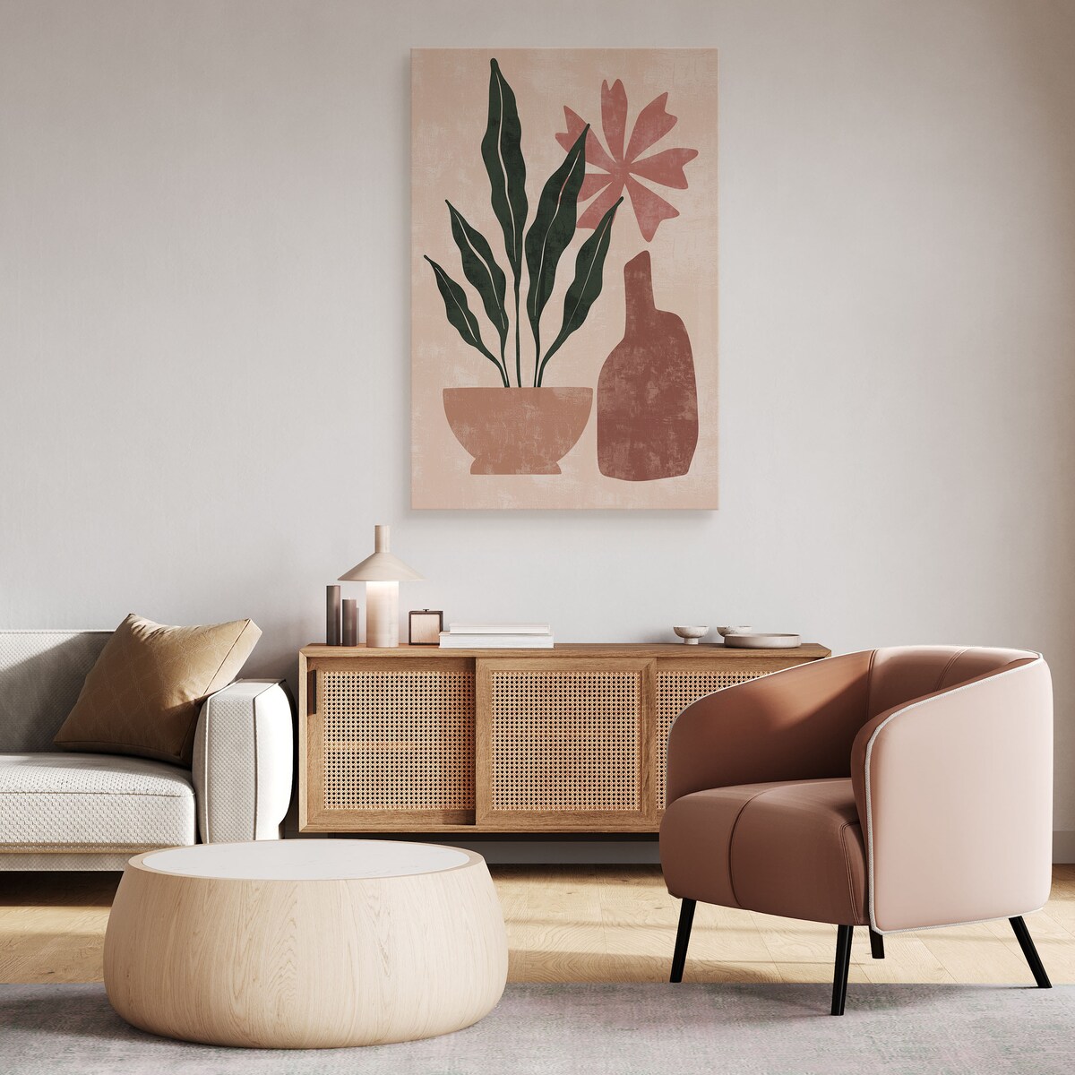 Obraz Palma W Doniczce W Sty;u Boho 30x40cm