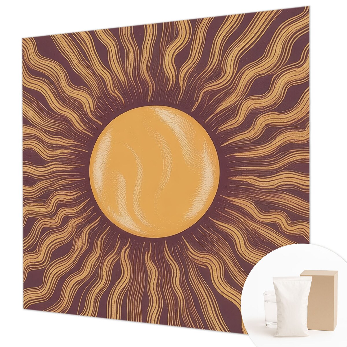 Fototapeta flizelinowa 250x250 cm - Słoneczne promienie, tapeta ścienna brązowa