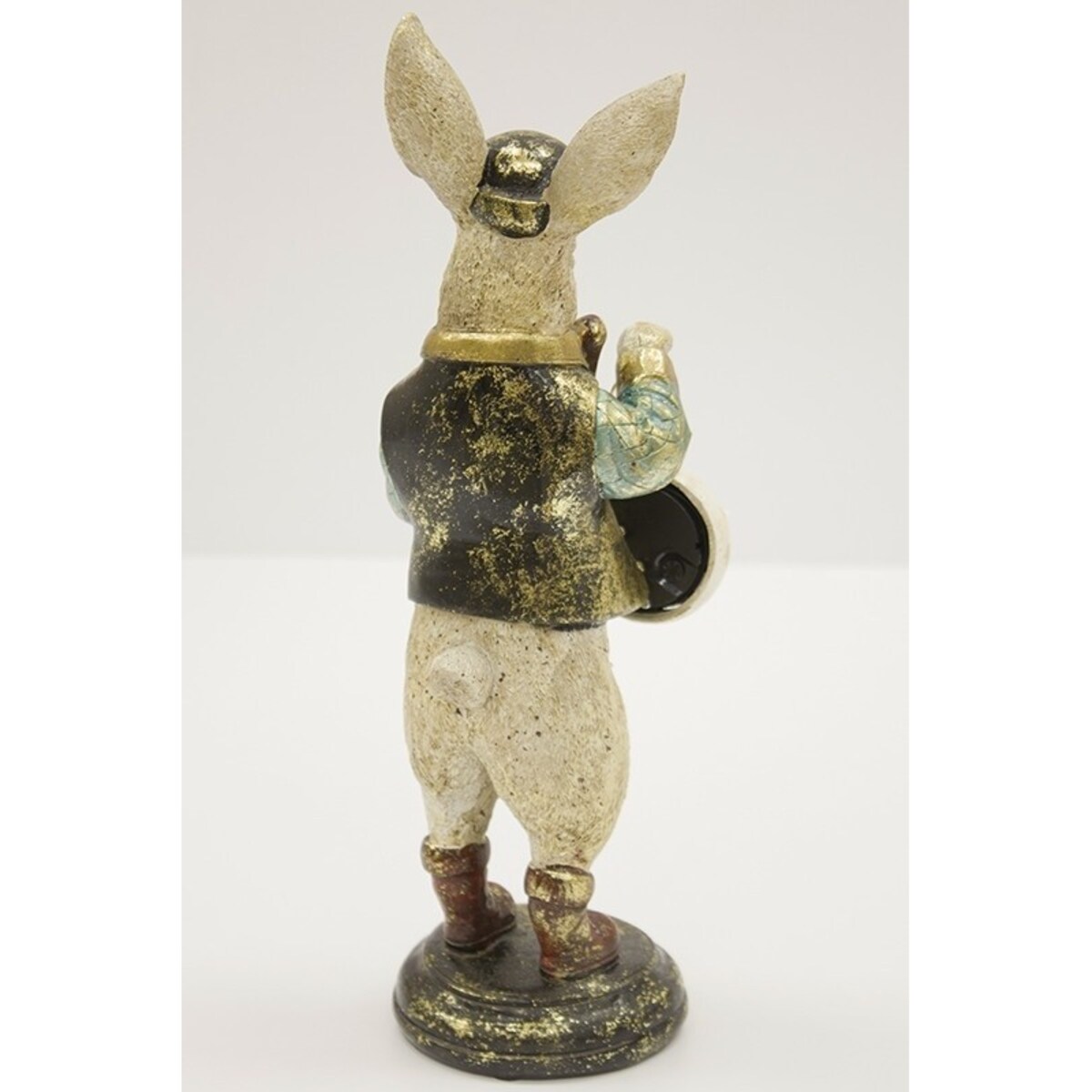 Dekoracja - królik 33x10x10,5 cm CONIGLIO w meloniku, z zegarkiem