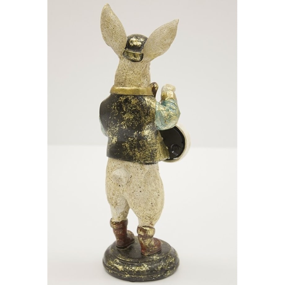 Dekoracja - królik 33x10x10,5 cm CONIGLIO w meloniku, z zegarkiem