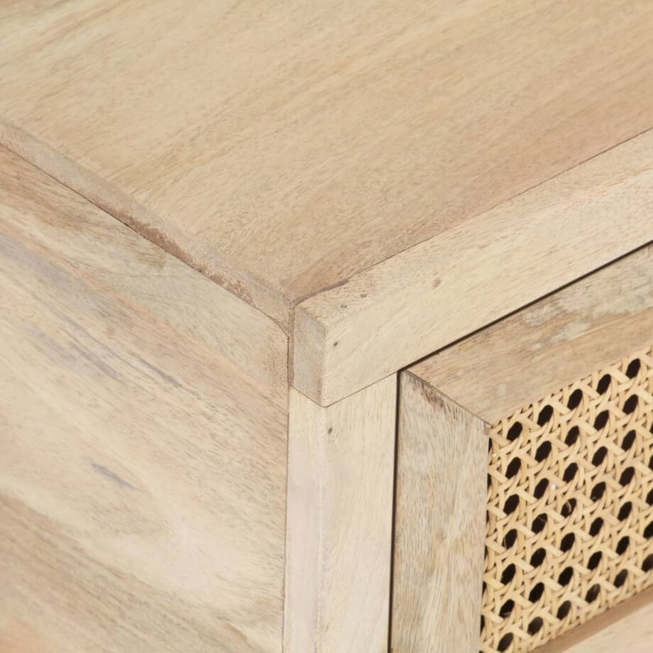 vidaXL Stolik kawowy, 90x50x37 cm, drewno mango i naturalna trzcina