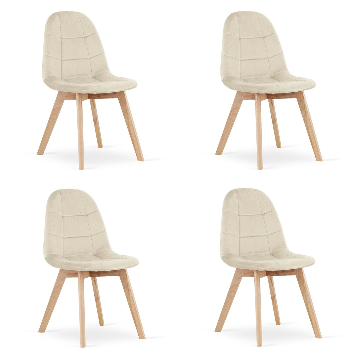 Krzesło Do Jadalni Kuchni Salonu Bora - Beż Aksamit, 2 Sztuki