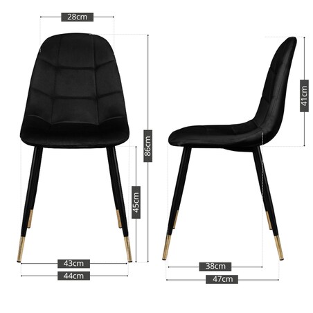Krzesło tapicerowane czarne pikowane welurowe do salonu złote nogi