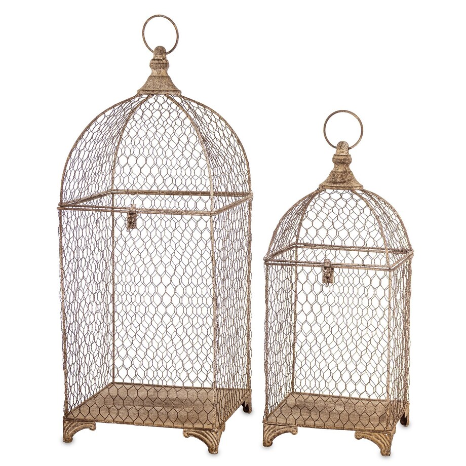 Klatki dekoracyjne metalowe 2 szt. 68x25x25 i 53x20x20 cm KAGOJ-3 z kopułą