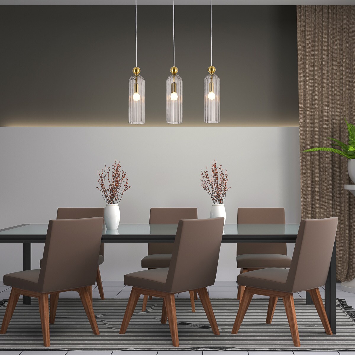 Lampa wisząca Piega przydymiony zwis salonowy na listwie