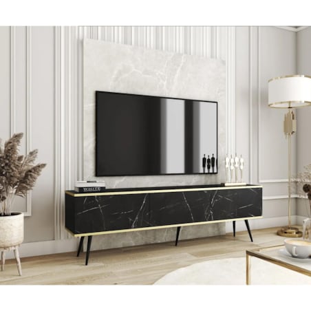 Szafka RTV KARL 175cm wisząca/stojąca czarny marmur