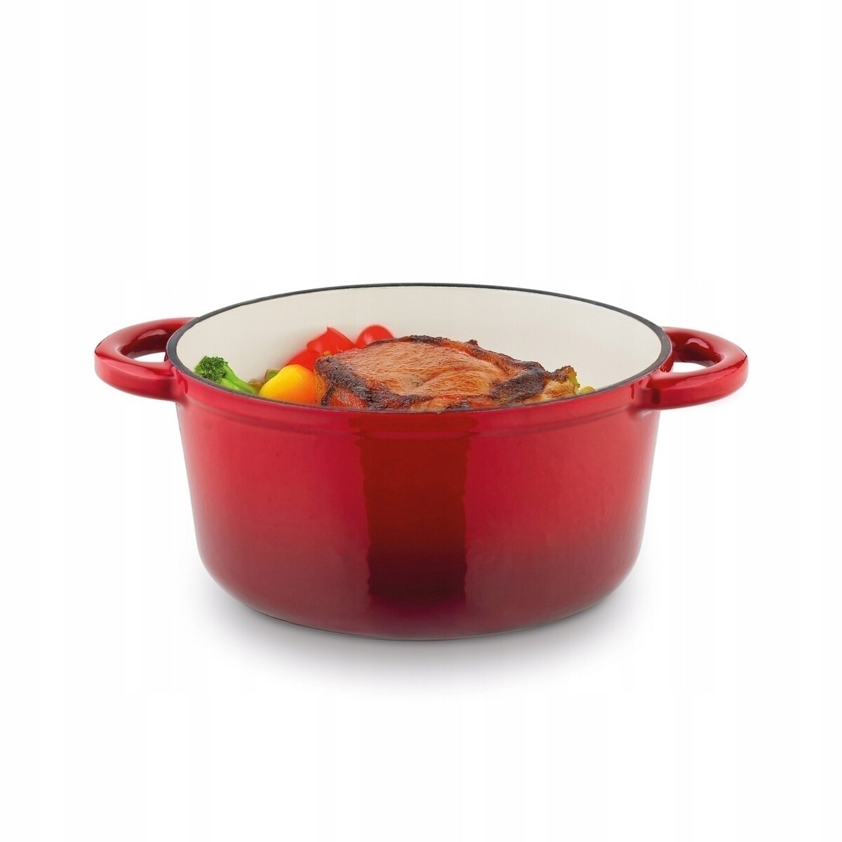 Gęsiarka żeliwna emaliowana brytfanna garnek 2,8L okrągła CZERWONA prezent