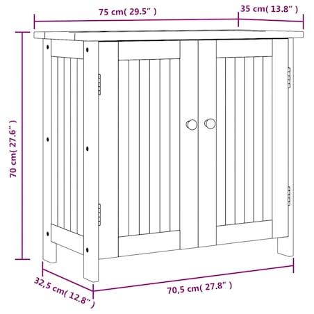 vidaXL Szafka ogrodowa, 75x35x70 cm, lite drewno akacjowe