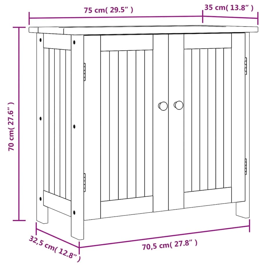vidaXL Szafka ogrodowa, 75x35x70 cm, lite drewno akacjowe