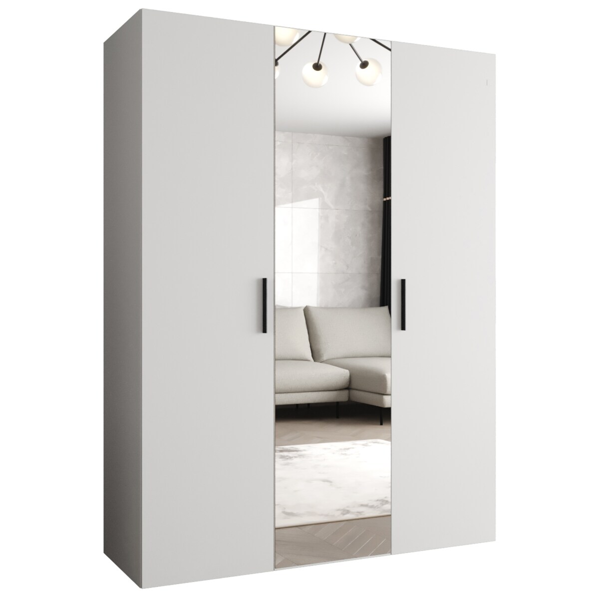 Szafa uchylna otwierana BARI 2 150 wys. 202 cm Biały + u. Czarny