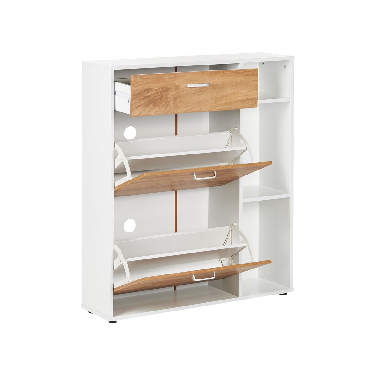 Szafka na buty 2 przegrody jasne drewno z białym MACKAY