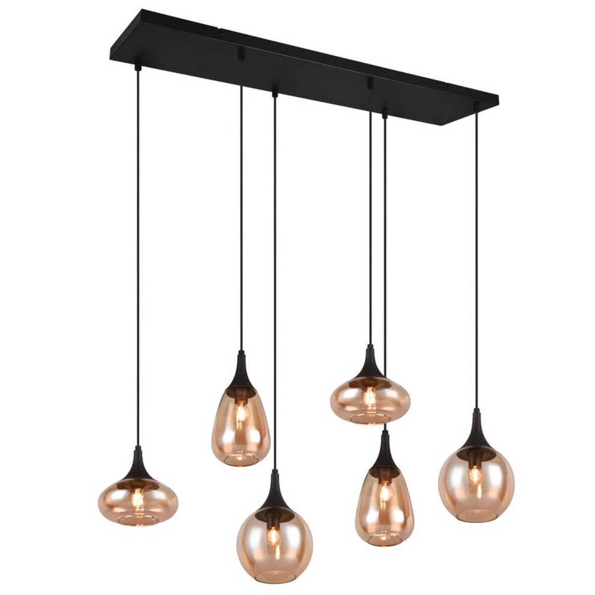 Wielopunktowa lampa zwieszana Lumina 317000613 Trio czarna bursztynowa