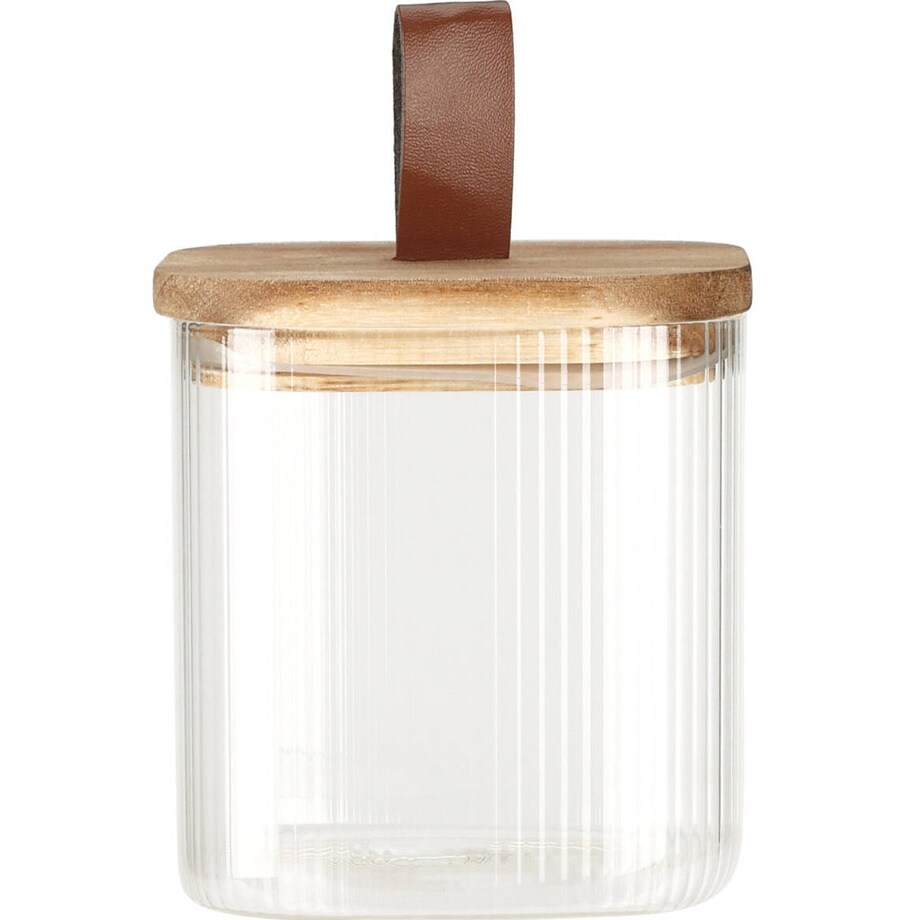 Szklany słoik z drewnianą pokrywką, hermetyczne zamknięcie