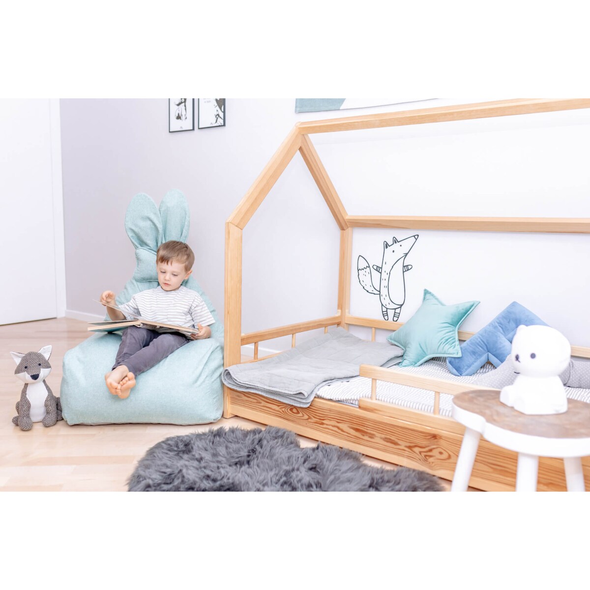 PUF FUNNY BUNNY BAWEŁNIANY MIETOWO-ZIELONY