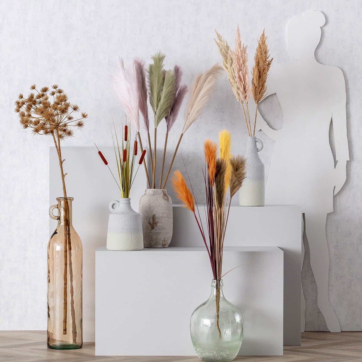 Gałązka Trawy Pampasowej 90cm cream, 8 x 8 x 90 cm