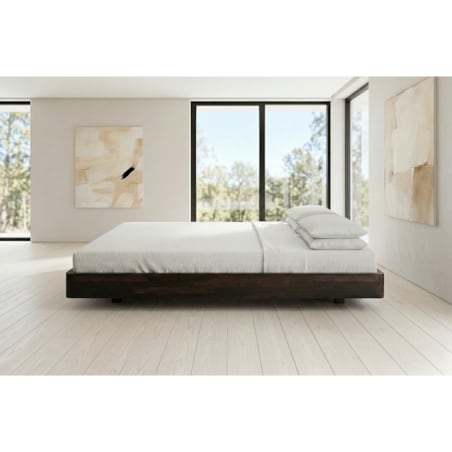 Łóżko lewitujące drewniane bukowe Visby LENA FLAT bez szafek / 200x200 cm, kolor palisander