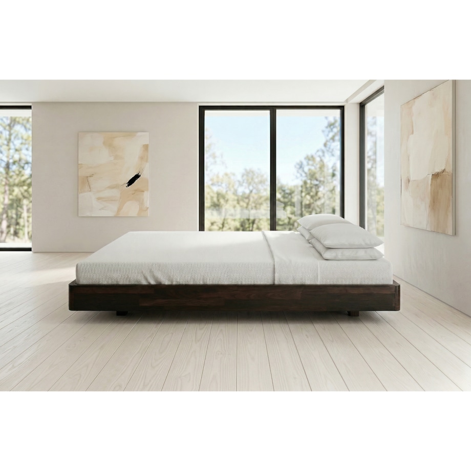Łóżko lewitujące drewniane bukowe Visby LENA FLAT bez szafek / 200x200 cm, kolor palisander