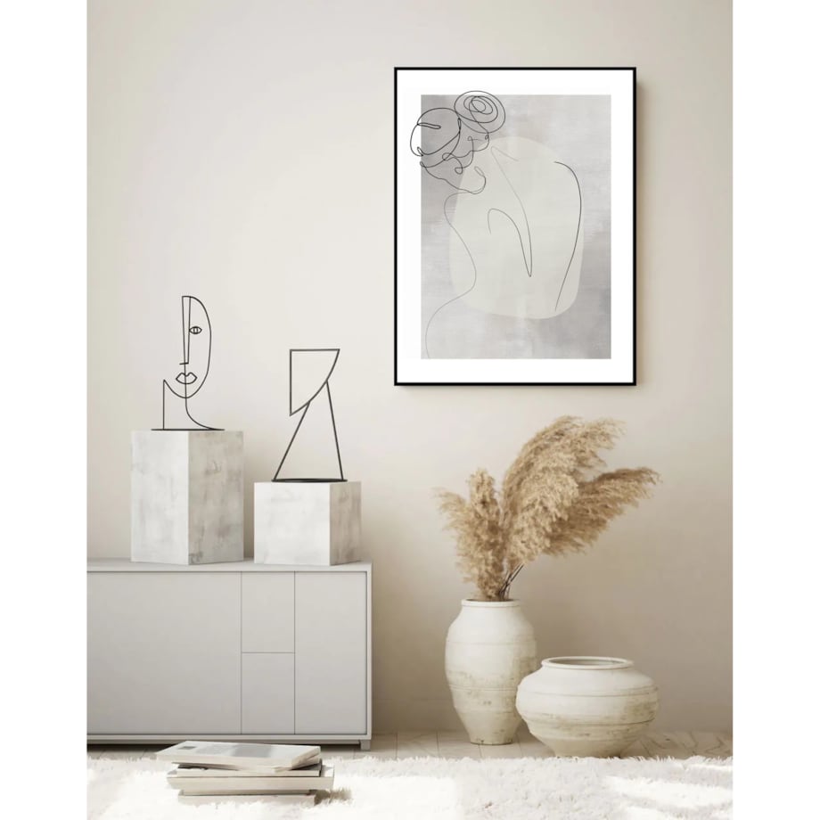 Poster Story, Plakat, Obraz - Kobieta Odwrócona Tyłem w Konturach wymiary 60 x 84 cm