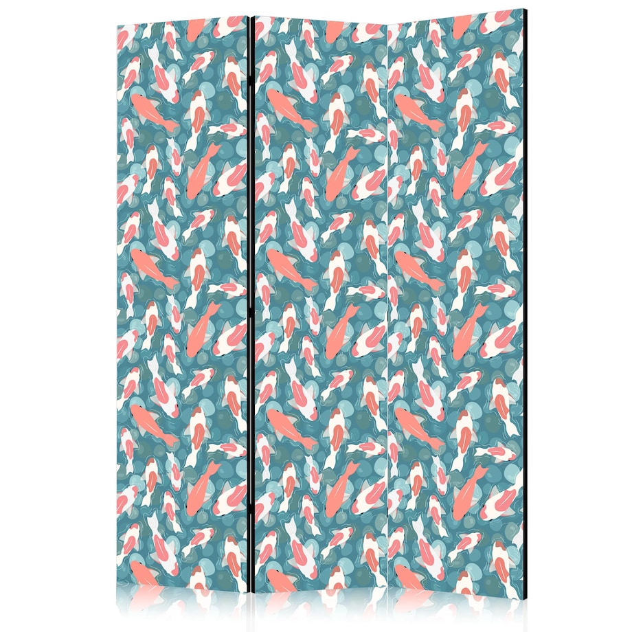 Parawan dwustronny Zwierzęta 135x172 cm 3-częściowy turkusowy