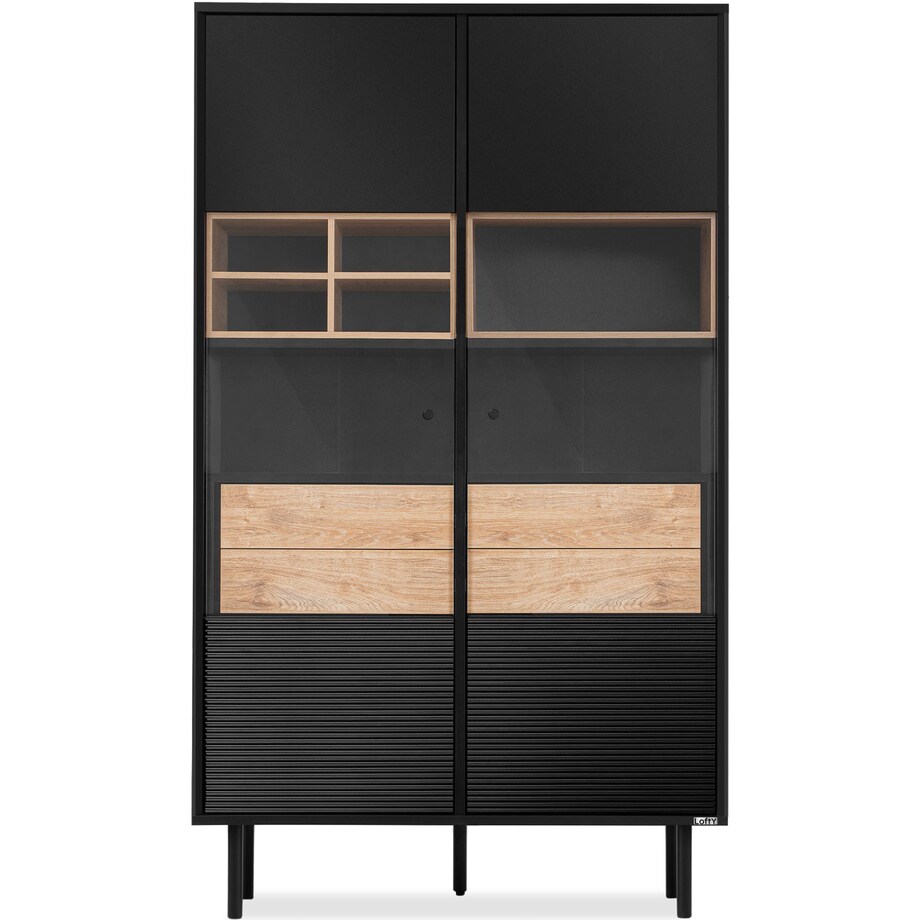 KONSIMO LOFTY Dwudrzwiowa witryna w stylu loft z szufladami