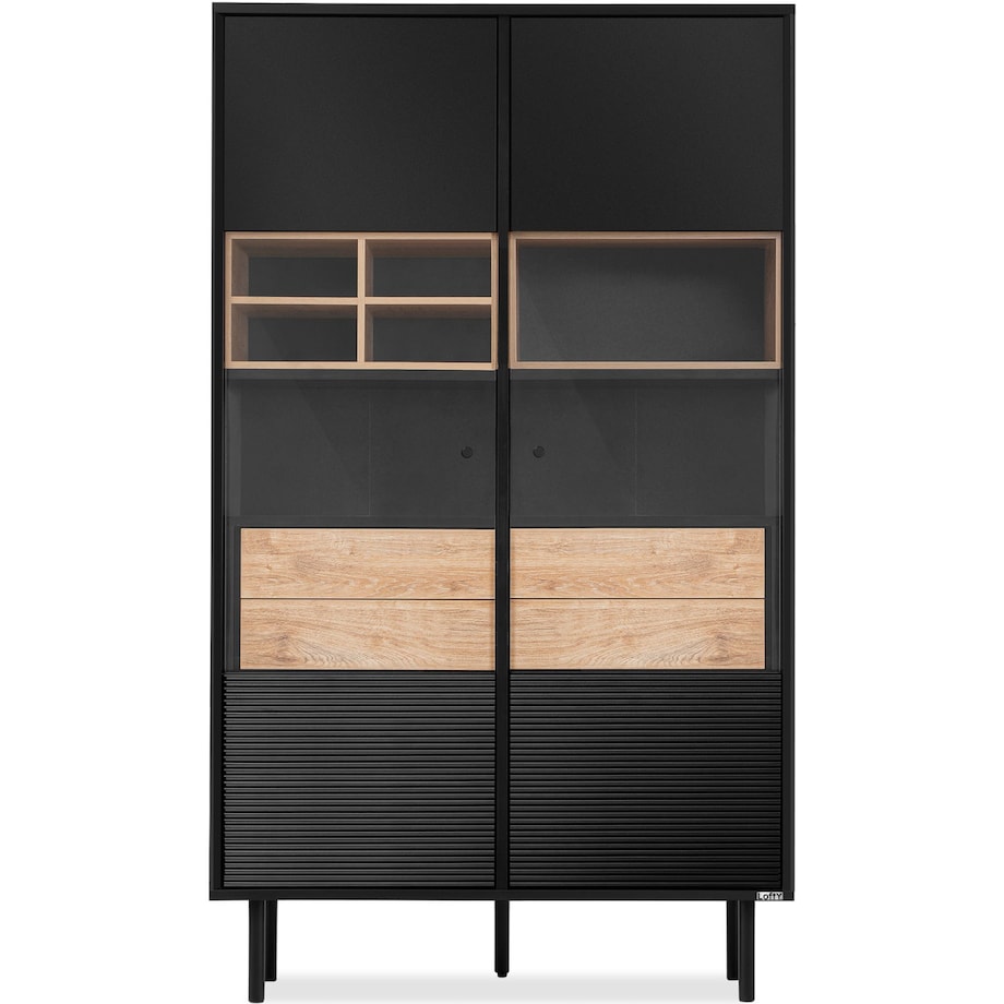 KONSIMO LOFTY Dwudrzwiowa witryna w stylu loft z szufladami