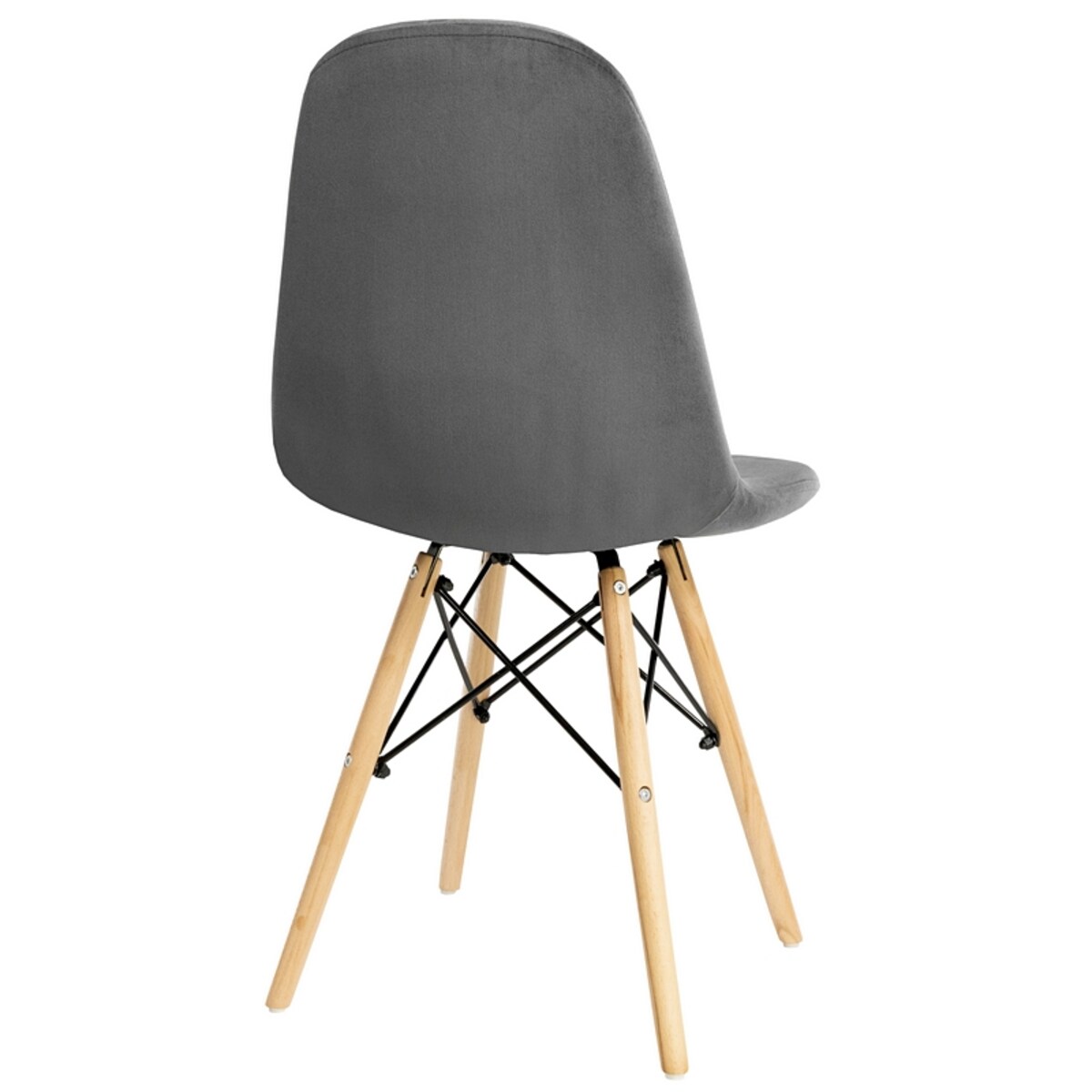 Krzesło tapicerowane do salonu welurowe skandynawskie szare