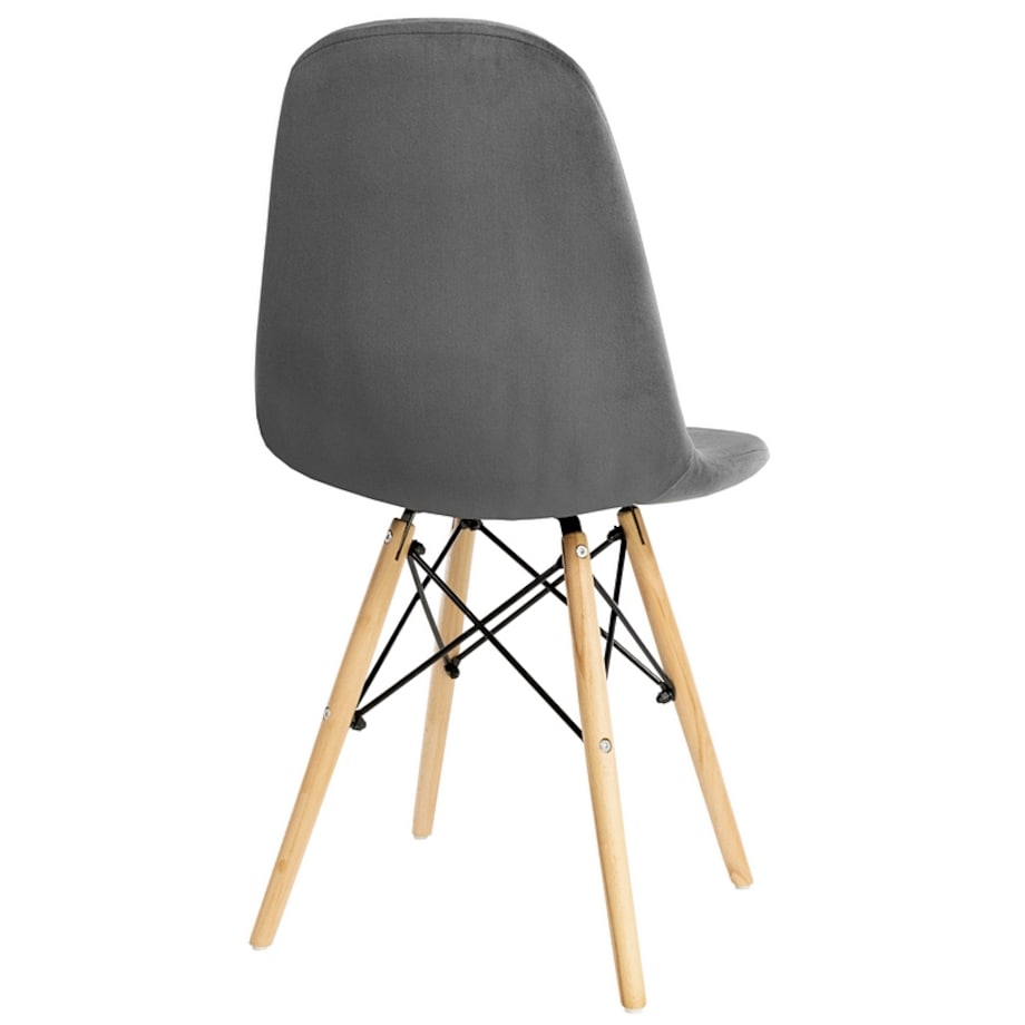 Krzesło tapicerowane do salonu welurowe skandynawskie szare