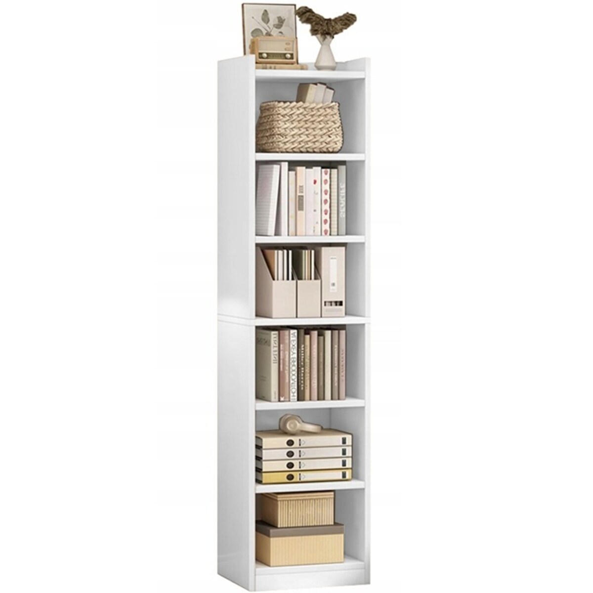 Biały regał stojący na książki półki wysoki skandynawski słupek szafa 180cm