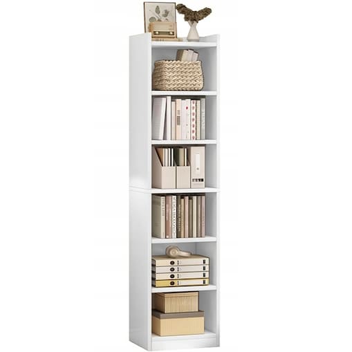 Biały regał stojący na książki półki wysoki skandynawski słupek szafa 180cm