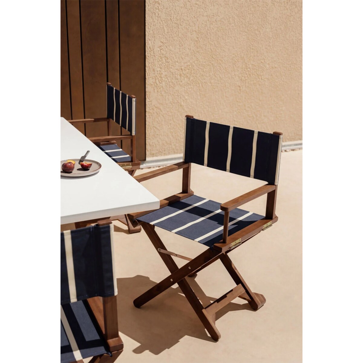 Krzesło reżyserskie składane, akacja, Reggia, granatowo-beżowe
