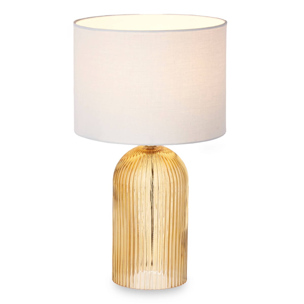 Lampa stołowa szklana podstawa z ryflowanego szkła LINES, Ø 25 cm