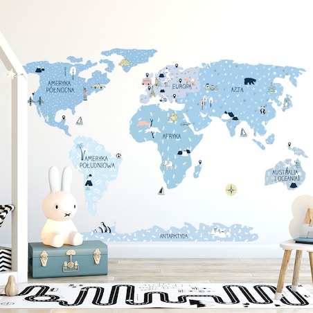 Naklejka na ścianę Mapa świata ice cold M